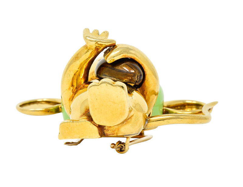 1960's Vintage Enamel 18 Karat Yellow Gold Ruby Mouse Football BroochBrooches & Lapel Pins - Wilson's Estate Jewelry