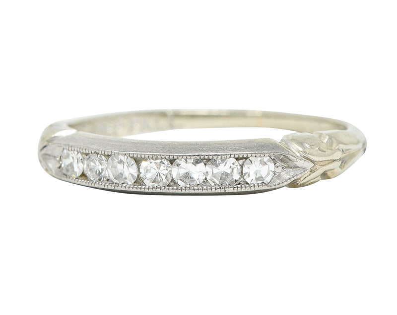 Abel Bros Art Deco 0.25 CTW Single Cut Diamond Platinum-Topped 18 Karat White Gold Band Ring Wilson's Estate Jewelry