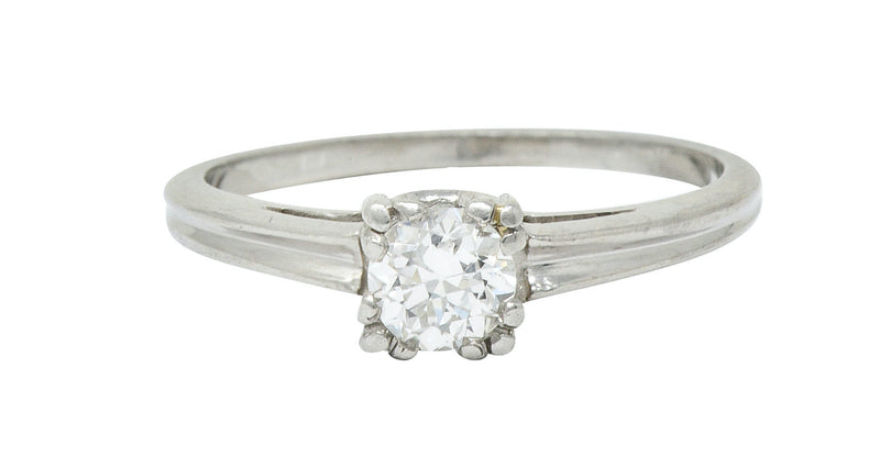Retro 0.33 CTW Diamond Platinum Cathedral Basket Engagement RingRing - Wilson's Estate Jewelry