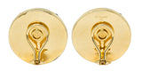 1990's Trianon Coral Jade Sapphire 14 Karat Gold Vintage Ear-Clip Earrings - Wilson's Estate Jewelry