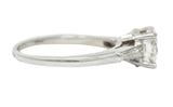 1950's Mid-Century 1.54 CTW Diamond Platinum Three Stone Engagement Ring GIARing - Wilson's Estate Jewelry