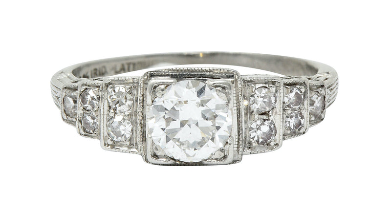 Art Deco 0.60 CTW Diamond Platinum Heart Engagement Ring Circa 1930Ring - Wilson's Estate Jewelry
