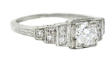 Art Deco 0.60 CTW Diamond Platinum Heart Engagement Ring Circa 1930Ring - Wilson's Estate Jewelry