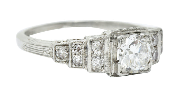 Art Deco 0.60 CTW Diamond Platinum Heart Engagement Ring Circa 1930Ring - Wilson's Estate Jewelry