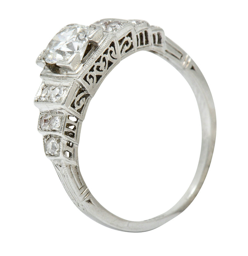 Art Deco 0.60 CTW Diamond Platinum Heart Engagement Ring Circa 1930Ring - Wilson's Estate Jewelry