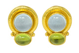 Elizabeth Locke Labradorite Peridot 18 Karat Gold Hammered EarringsEarrings - Wilson's Estate Jewelry