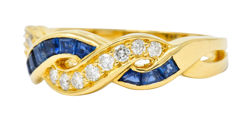 Tiffany & Co. Sapphire Diamond 18 Karat Gold Interlaced Band RingRing - Wilson's Estate Jewelry