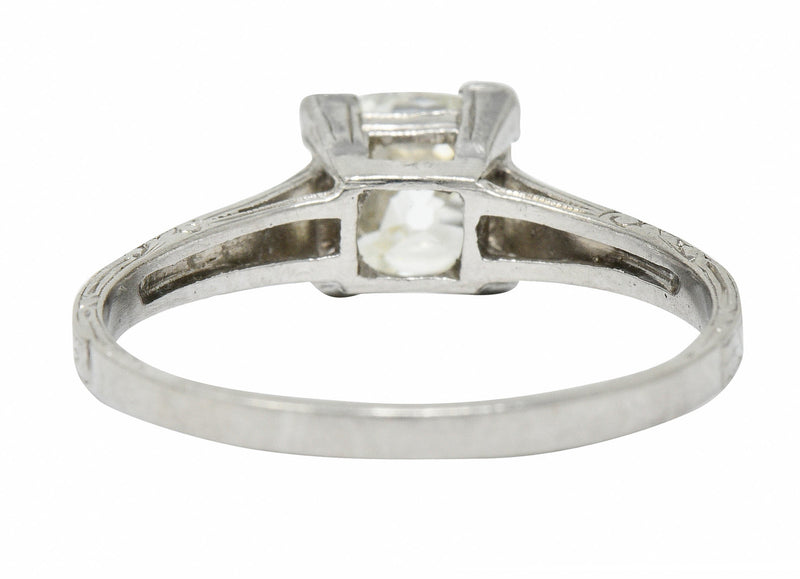 Art Deco 1.08 CTW Old Mine Diamond Platinum Engagement Ring GIARing - Wilson's Estate Jewelry