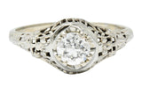 1920's Art Deco 0.65 CTW Diamond 18 Karat Gold Foliate Engagement RingRing - Wilson's Estate Jewelry