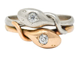 Victorian Diamond Platinum 14 Karat Rose Gold Snake Band RingRing - Wilson's Estate Jewelry