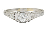 1920's Art Deco 0.38 CTW Old European Diamond Foliate Engagement RingRing - Wilson's Estate Jewelry
