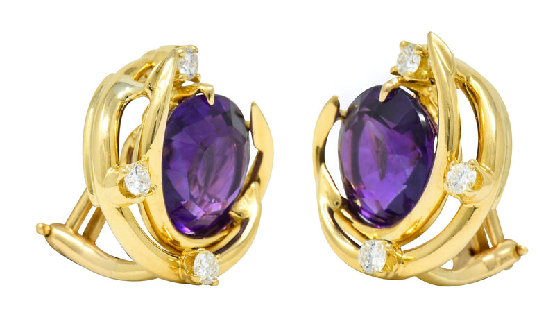 Tiffany & Co. Vintage Amethyst Diamond 18 Karat Gold Ear-Clip EarringsEarrings - Wilson's Estate Jewelry