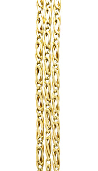 1980's 18 Karat Yellow Gold Three Stand Scroll Link Vintage Chain Necklace