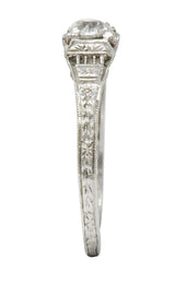 1920's Art Deco 0.38 CTW Old European Diamond Foliate Engagement RingRing - Wilson's Estate Jewelry