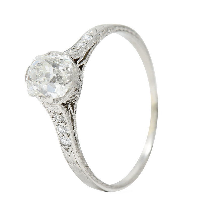 Late Edwardian 0.85 CTW Old Mine Diamond Platinum Engagement RingRing - Wilson's Estate Jewelry