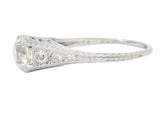 Late Edwardian Wheeler & Co. 1.48 CTW Diamond Platinum Engraved Engagement RingRing - Wilson's Estate Jewelry