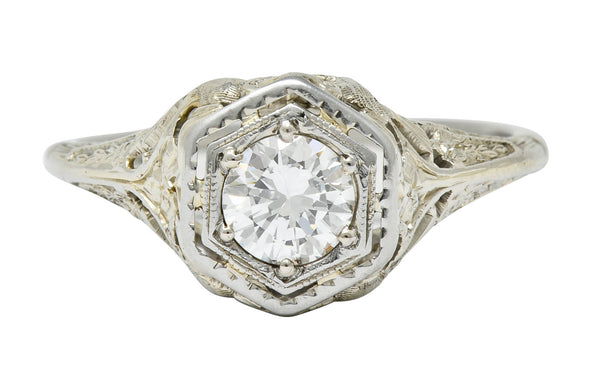 Early Art Deco 0.41 CTW Diamond 18 Karat Gold Lovebird Engagement RingRing - Wilson's Estate Jewelry