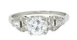 1950's Mid-Century 0.89 CTW Diamond Platinum Buckle Engagement RingRing - Wilson's Estate Jewelry