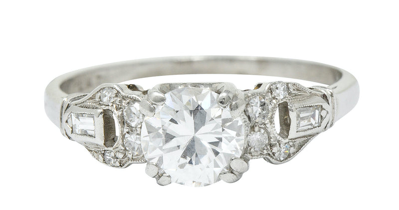 1950's Mid-Century 0.89 CTW Diamond Platinum Buckle Engagement RingRing - Wilson's Estate Jewelry