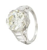 Art Deco 6.01 CTW Transitional Cut Diamond Platinum Engagement Ring GIARing - Wilson's Estate Jewelry