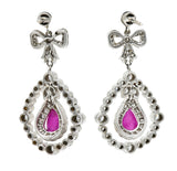 1950's Mid-Century 4.60 CTW Diamond Ruby 18 Karat Two-Tone Gold Drop EarringsEarrings - Wilson's Estate Jewelry
