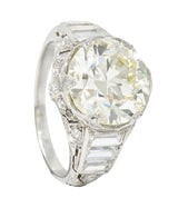 Art Deco 6.01 CTW Transitional Cut Diamond Platinum Engagement Ring GIARing - Wilson's Estate Jewelry