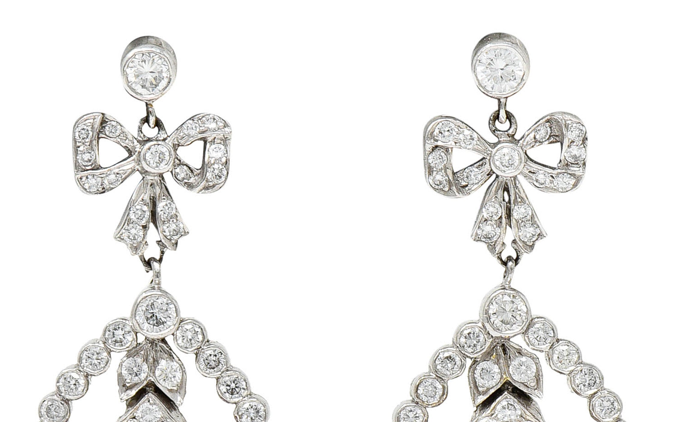 1950's Mid-Century 4.60 CTW Diamond Ruby 18 Karat Two-Tone Gold Drop EarringsEarrings - Wilson's Estate Jewelry