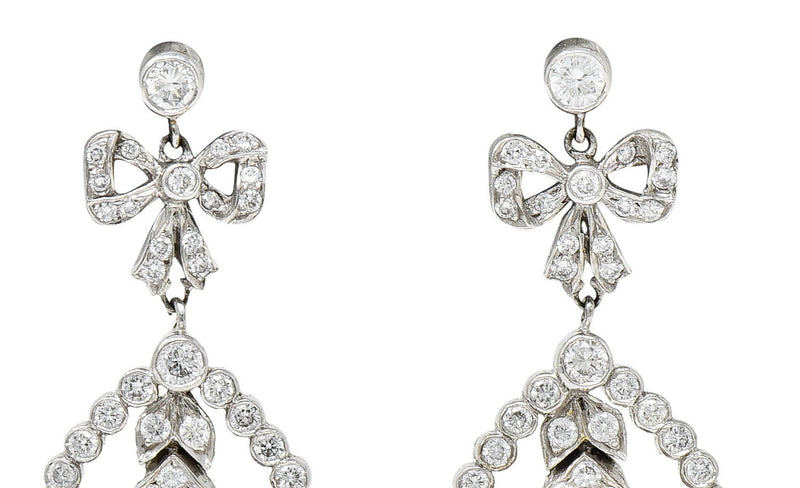1950's Mid-Century 4.60 CTW Diamond Ruby 18 Karat Two-Tone Gold Drop EarringsEarrings - Wilson's Estate Jewelry