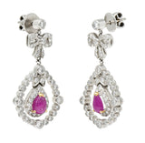 1950's Mid-Century 4.60 CTW Diamond Ruby 18 Karat Two-Tone Gold Drop EarringsEarrings - Wilson's Estate Jewelry