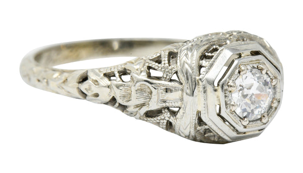 Late Edwardian Diamond 18 Karat White Gold Engagement RingRing - Wilson's Estate Jewelry