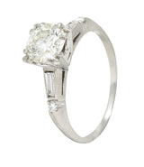 1950's Mid-Century 1.25 CTW Diamond Platinum Vintage Engagement Ring GIA Wilson's Estate Jewelry