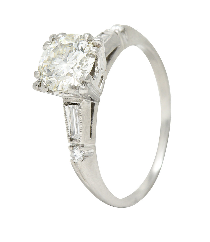 1950's Mid-Century 1.25 CTW Diamond Platinum Vintage Engagement Ring GIA Wilson's Estate Jewelry