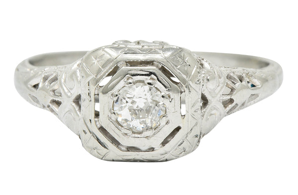 Edwardian Diamond 18 Karat White Gold Engagement RingRing - Wilson's Estate Jewelry