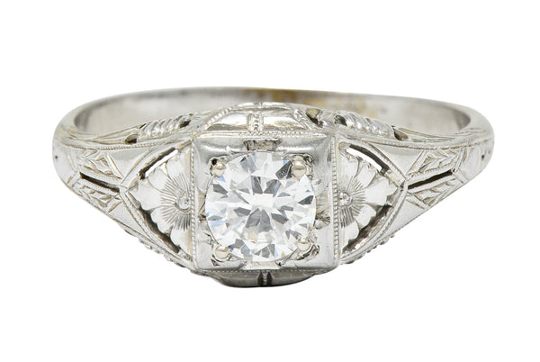Art Deco 0.38 Diamond 18 Karat Gold Floral Engagement RingRing - Wilson's Estate Jewelry