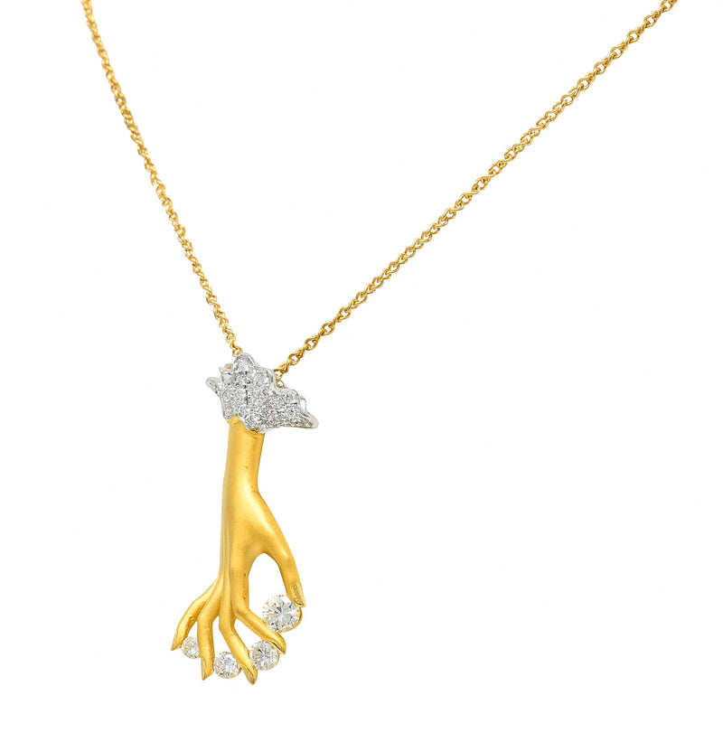 Carrera Y Carrera 1.05 CTW Diamond 18 Karat Two-Tone Gold Las Manos Hand Pendant NecklaceNecklace - Wilson's Estate Jewelry