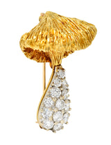 1970's Rosenthal 1.25 CTW Pave Diamond 18 Karat Two-Tone Gold Mushroom BroochBrooch - Wilson's Estate Jewelry