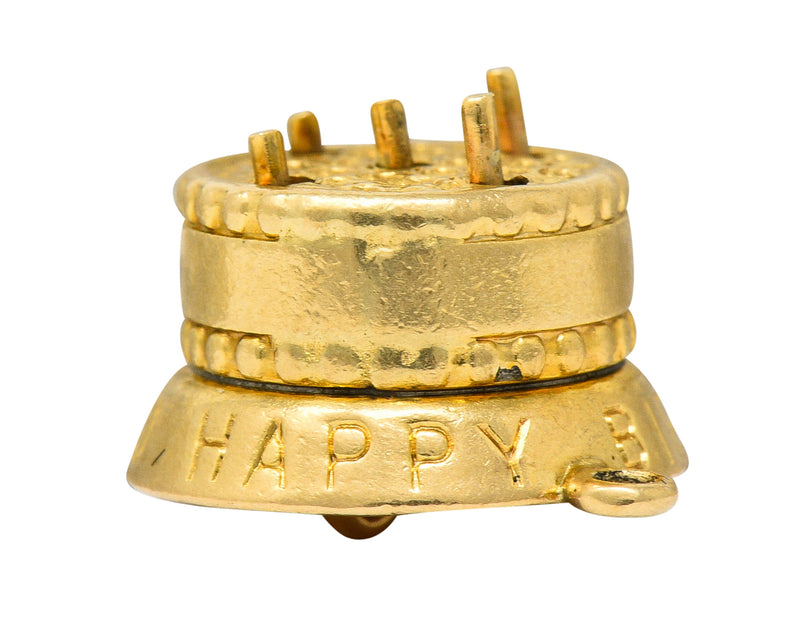 1950's 14 Karat Gold Articulated Candle Birthday Cake Charmcharm - Wilson's Estate Jewelry