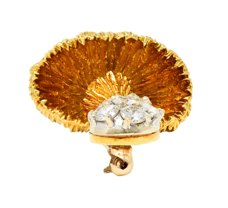 1970's Rosenthal 1.25 CTW Pave Diamond 18 Karat Two-Tone Gold Mushroom BroochBrooch - Wilson's Estate Jewelry