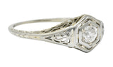 Belais Early Art Deco 0.26 CTW Diamond 18 Karat White Gold Floral Engagement RingRing - Wilson's Estate Jewelry