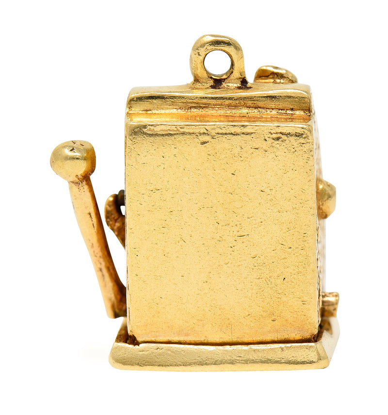 1940's Retro Enamel 14 Karat Yellow Gold Vintage Slot Machine Charm Wilson's Estate Jewelry