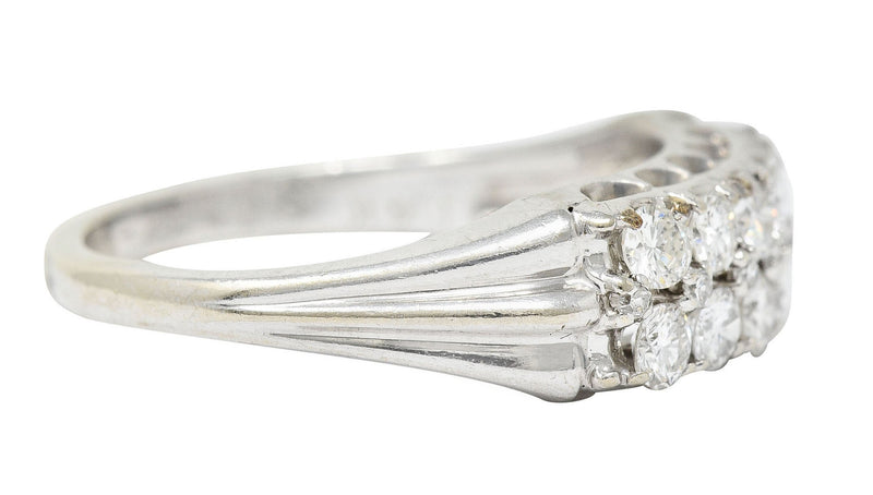 1929 Art Deco 1.00 CTW Diamond 14 Karat White Gold Double Row Band RingRing - Wilson's Estate Jewelry