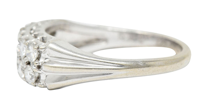 1929 Art Deco 1.00 CTW Diamond 14 Karat White Gold Double Row Band RingRing - Wilson's Estate Jewelry