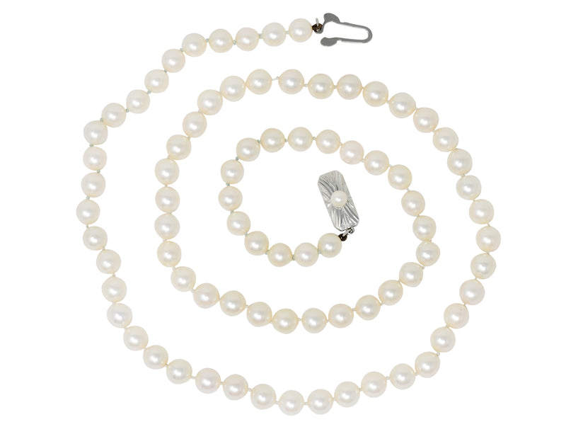 Mikimoto Vintage 1960's Cultured Pearls Silver Matinee Strand NecklaceNecklace - Wilson's Estate Jewelry