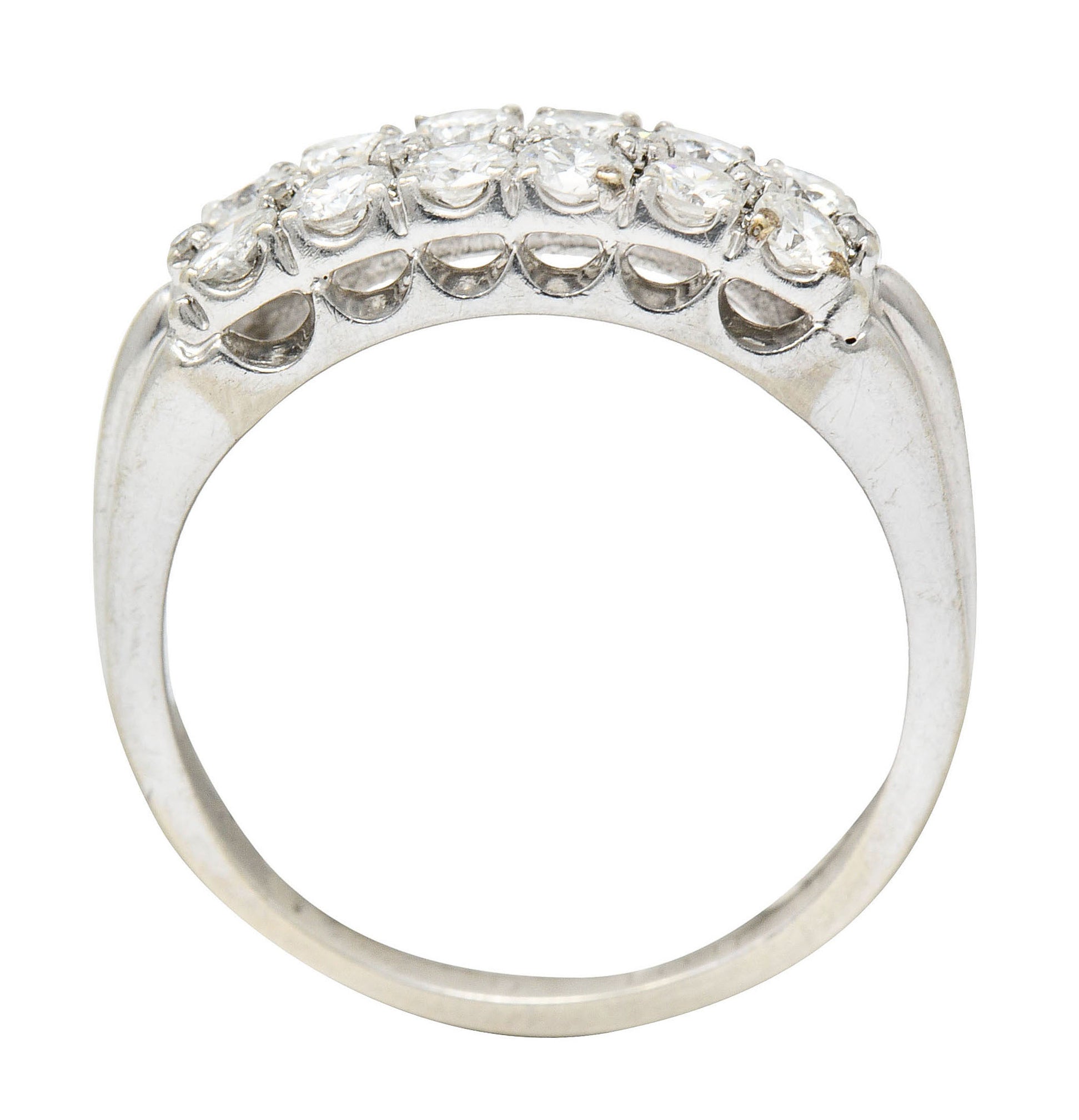1929 Art Deco 1.00 CTW Diamond 14 Karat White Gold Double Row Band RingRing - Wilson's Estate Jewelry