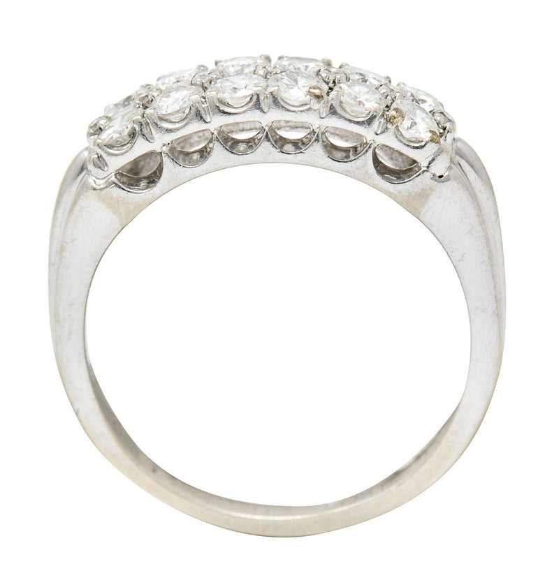 1929 Art Deco 1.00 CTW Diamond 14 Karat White Gold Double Row Band RingRing - Wilson's Estate Jewelry