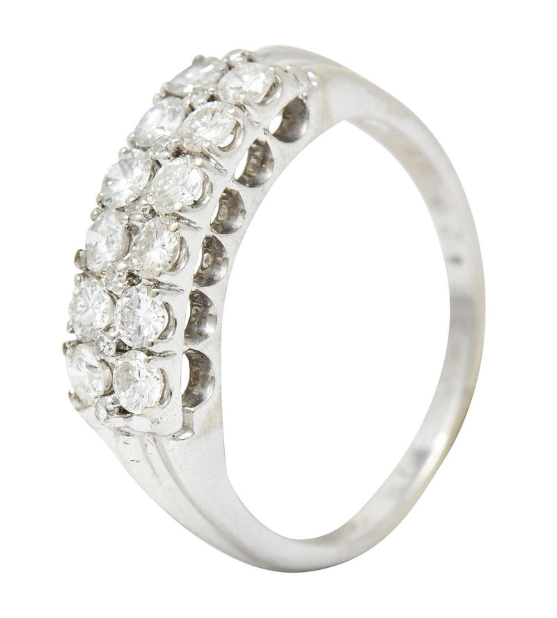 1929 Art Deco 1.00 CTW Diamond 14 Karat White Gold Double Row Band RingRing - Wilson's Estate Jewelry