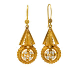 Victorian Etruscan Revival Diamond 14 Karat Gold Drop EarringsEarrings - Wilson's Estate Jewelry