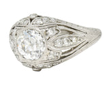 Art Deco 1.56 CTW Old European Cut Diamond Platinum Engagement Ring GIA Wilson's Estate Jewelry