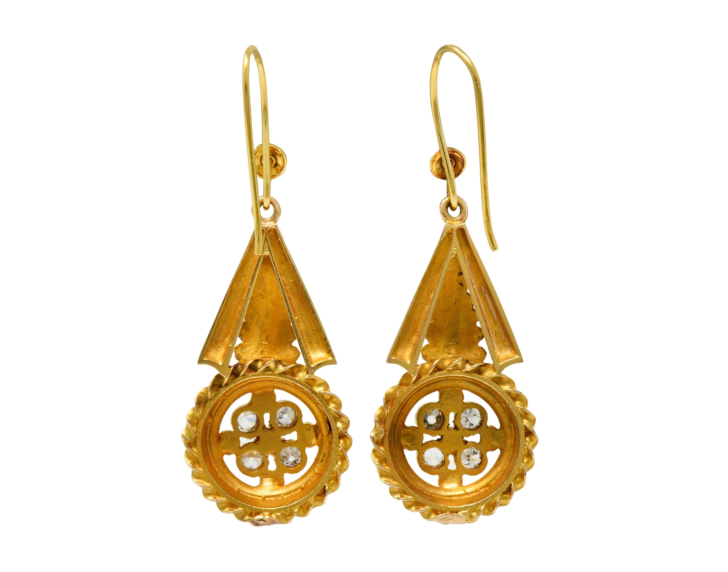 Victorian Etruscan Revival Diamond 14 Karat Gold Drop EarringsEarrings - Wilson's Estate Jewelry