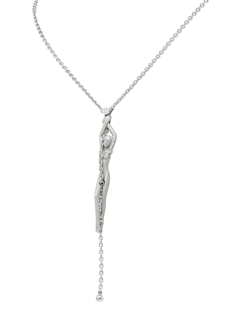 Carrera Y Carrera Diamond 18 Karat White Gold Female Figure Drop NecklaceNecklace - Wilson's Estate Jewelry